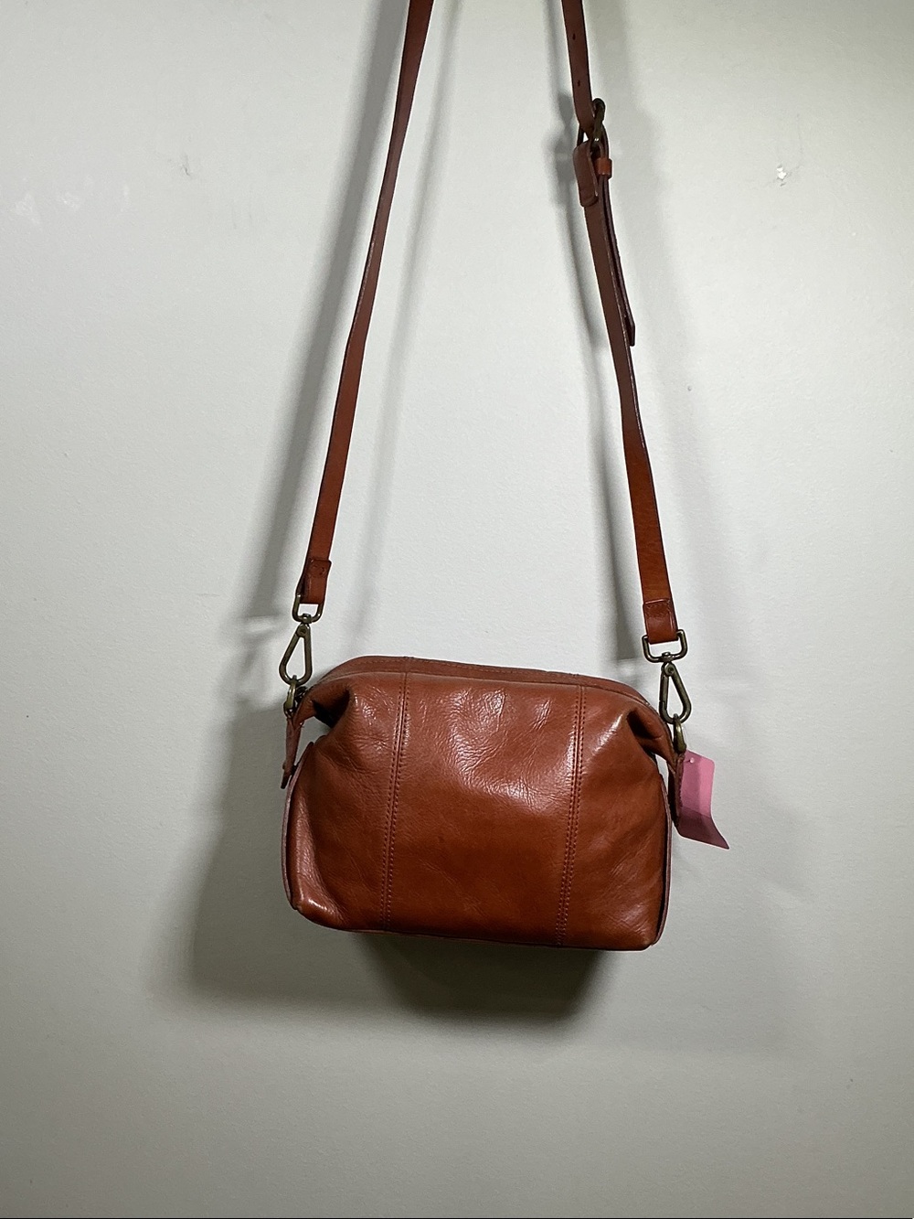 Madewell Brown Leather Crossbody Bag Cognac Slouchy Zip Top